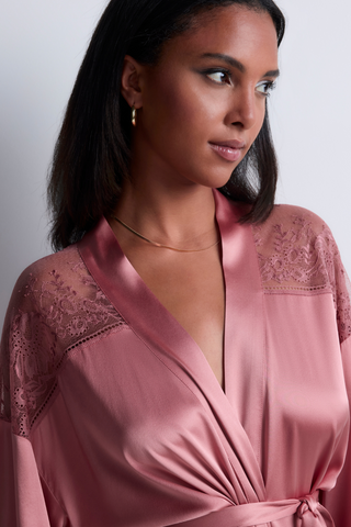 Aubade Midnight Whisper Pink Silk Kimono | Aubade Loungewear
