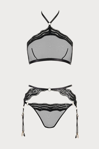 Boîte à Désir Sheer Sequin 3-piece Lingerie Set