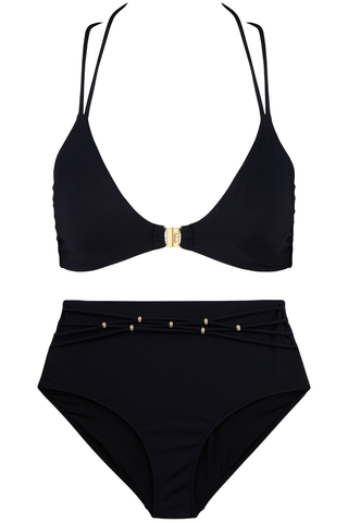 Aubade Secret Laguna Bikini Triangle Top & High Waist Bottom Black