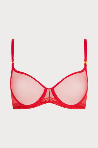 Sheer Emotion Red Half Cup Bra