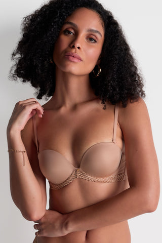 Aubade Sand Multiway Plunge Bandeau Bra Sheer Emotion
