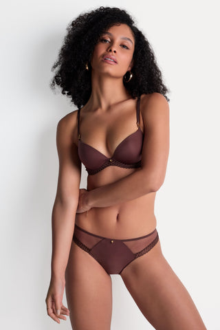 Aubade Brown Brazilian Brief Sheer Emotion 