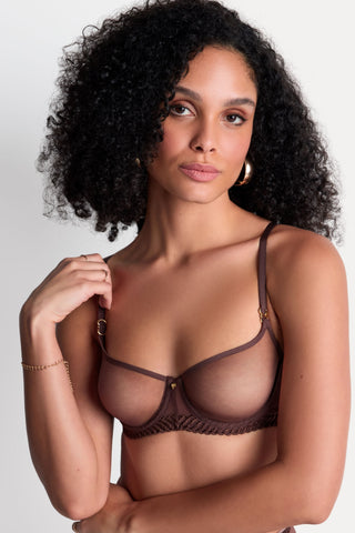Aubade Sheer Emotion Half Cup Bra Sepia