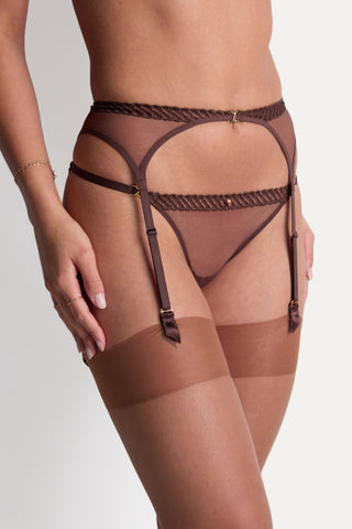 Aubade Brown Suspender Belt Sheer Emotion