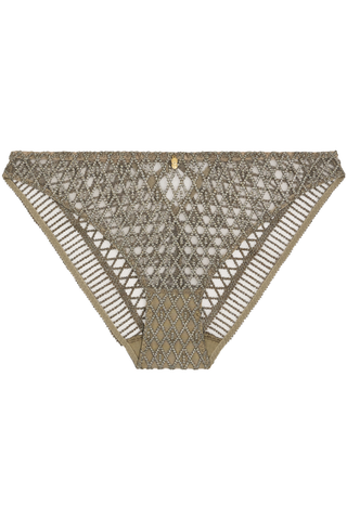 Aubade Stardust Dream - Womens Green Embroidery Italian Brief with Golden Jewels