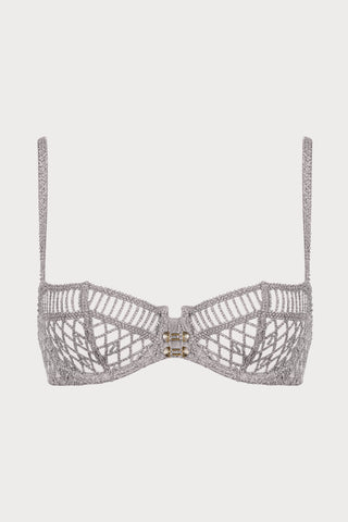 Stardust Dream Silver Embroidery Half Cup Bra