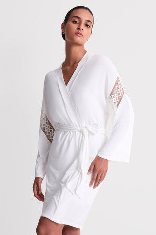 Aubade Ivory Modal Kimono with Embroidery - Sweet Obsession