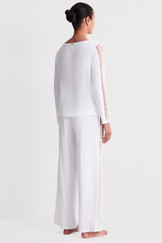 Aubade Ivory Modal Long Sleeve Top with Embroidery - Sweet Obsession