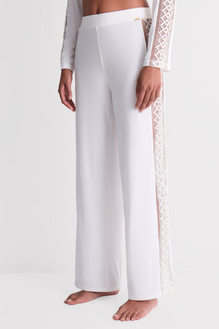 Aubade Ivory Modal Trousers with Embroidery - Sweet Obsession