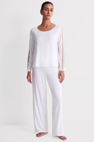 Aubade Ivory Modal Trousers with Embroidery - Sweet Obsession