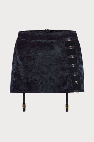 The Night Before Velvet Mini Suspender Skirt, Size M (UK 12)