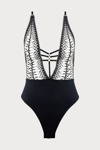 Voodoo Kiss V Neck Thong Bodysuit, Size L (UK 14)