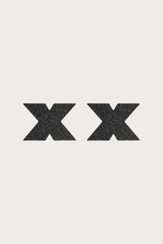 Bijoux Indiscrets Flash Glitter Cross Pasties Black