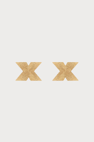 Bijoux Indiscrets Flash Glitter Cross Pasties Gold