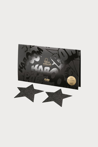 Bijoux Indiscrets Flash Glitter Star Pasties Black