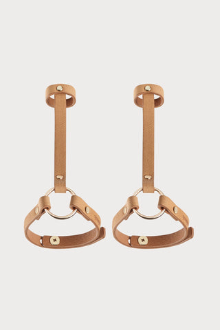 Maze Vegan Leather Hand Bracelet Harnesses Light Brown
