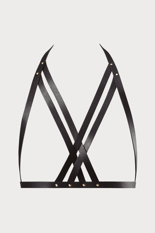 Maze Vegan Leather Halter Bra Harness Black