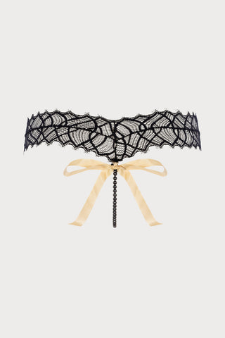 Bettie Page Black Lace Pearl G-String