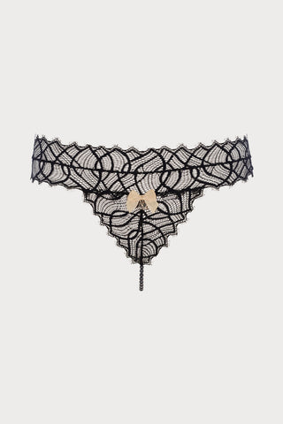 Bettie Page Black Lace Pearl G-String