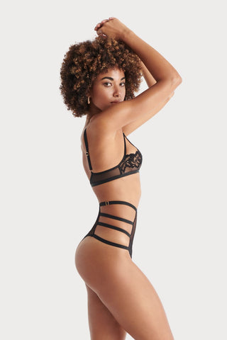 Bracli London Black High Waist Brief with Daisy Pearl Finish