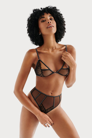 Bracli Manhattan High Waist Pearl Brief Black with Daisy Pearl Finish