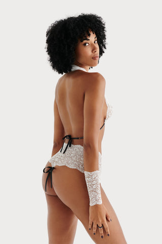Bracli Paris White Bralette with Dark Pearls