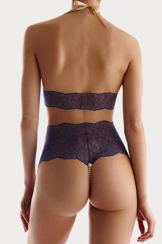 Bracli Sydney Daisy Pearl Bra – Luxurious Blue Italian Lace with Manacor Pearls