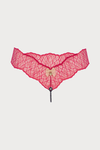 Sydney Daisy Dark Single Pearl Thong Red