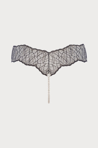 Sydney Daisy Single Pearl Thong Black