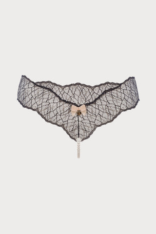 Sydney Daisy Single Pearl Thong Black