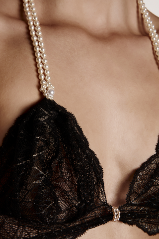 Bracli Sydney Daisy Pearl Bra Black - Black Lace Lingerie