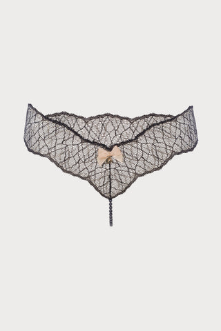 Sydney Dark Single Pearl Thong Black