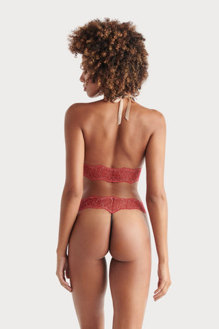 Bracli Sydney Red Lace Bralette with Dark Pearls