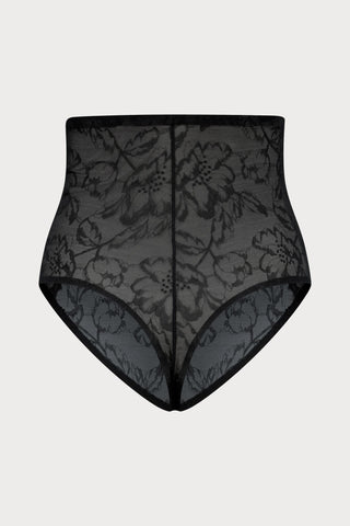 Black Lacy High Waist Shaping Thong