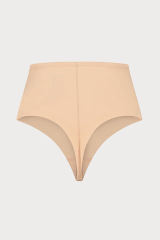 Beige Sculpting Mid Waist Thong