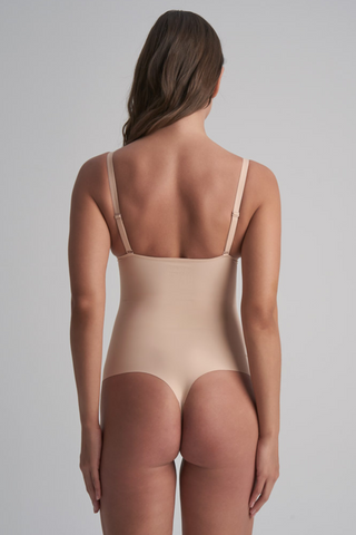 Bye Bra Beige Sculpting Wireless Thong Bodysuit - Shapewear Body