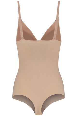 Bye Bra Beige Sculpting Wireless Thong Bodysuit - Shapewear Body