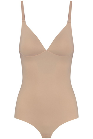 Bye Bra Beige Sculpting Wireless Thong Bodysuit - Shapewear Body
