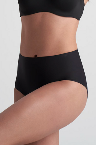 Bye Bra Uni Stretch Black High Waist Brief - High Waisted Knicker