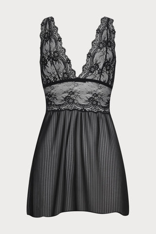 Cadolle Grace Lace & Striped Chiffon Nightie, Size S (UK 10) - Naughty Knickers