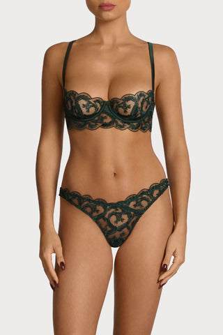 Coco de Mer Arletta Longline Half Cup Bra Emerald