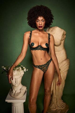 Coco de Mer Arletta Open Knicker Emerald