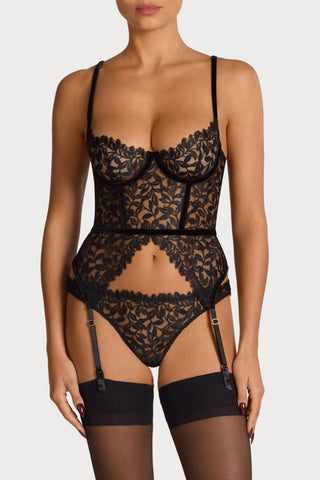 Coco de Mer Irena Skirted Thong Onyx Black