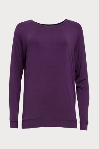 Clarissa Long Sleeve Slouch Jersey Top Purple, Size UK 8