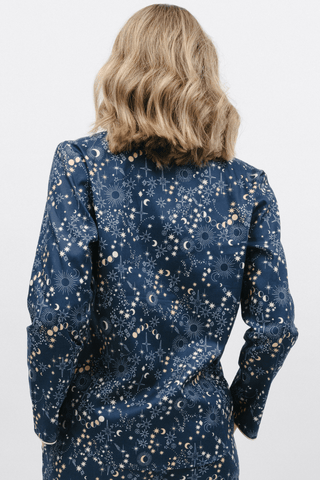 Cyberjammies Celestial Floral Print Long Sleeve Pyjama Top Navy Mix