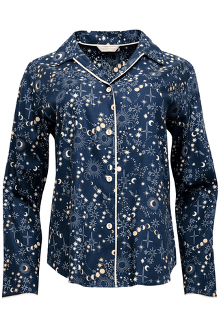 Cyberjammies Celestial Floral Print Long Sleeve Pyjama Top Navy Mix