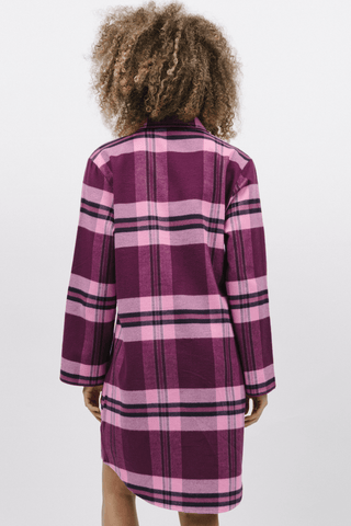 Cyberjammies Eve Check Long Sleeve Nightshirt Dark Magenta Mix