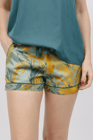 Cyberjammies Hannah Leaf Print Shorts Sage Green Mix