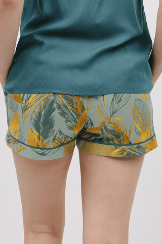 Cyberjammies Hannah Leaf Print Shorts Sage Green Mix