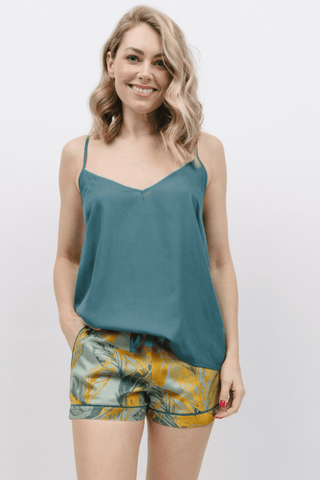 Cyberjammies Hannah Leaf Print Shorts Sage Green Mix